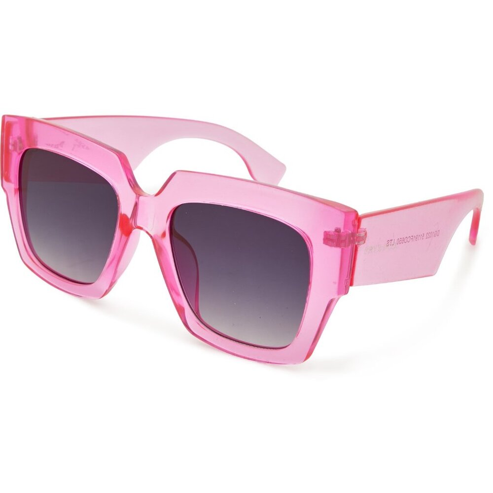 Frye & Co Hot Pink Translucent Chunky Square Sunglasses NEW - Picture 2 of 5